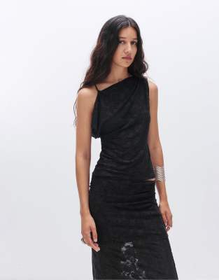 Pull & Bear - Asymmetrisches Camisole-Top in Schwarz