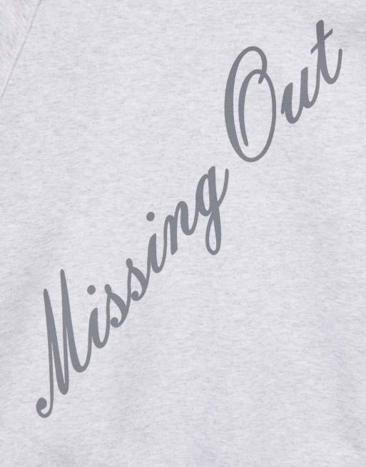 Pull&Bear asymmetrisches Sweatshirt mit Grafikprint in Graumeliert, 7 von 7