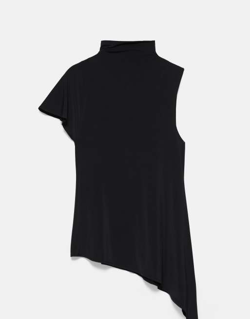 Pull&Bear asymmetrisches Top in Schwarz, 4 von 7