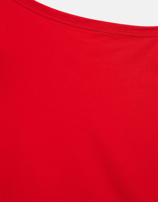 Pull&Bear asymmetrisk oversize-t-shirt i rött, 6 av 6