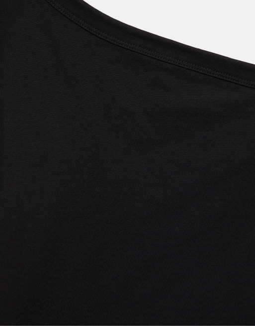 Pull&Bear asymmetrisk oversize-t-shirt i svart, 6 av 6