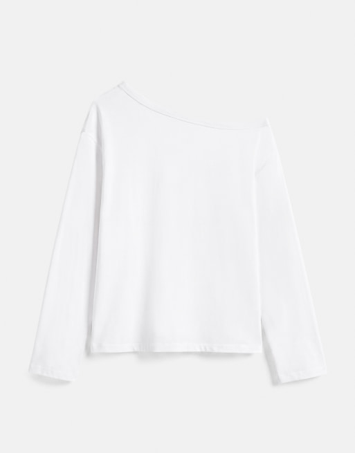 Pull&Bear asymmetrisk oversized T-shirt i hvid, 5 af 6