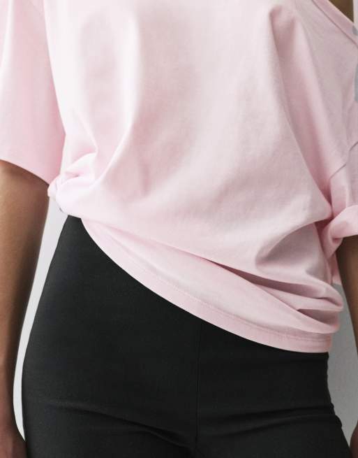 Pull&Bear asymmetrisk T-shirt med korte ærmer i pink, 3 af 7