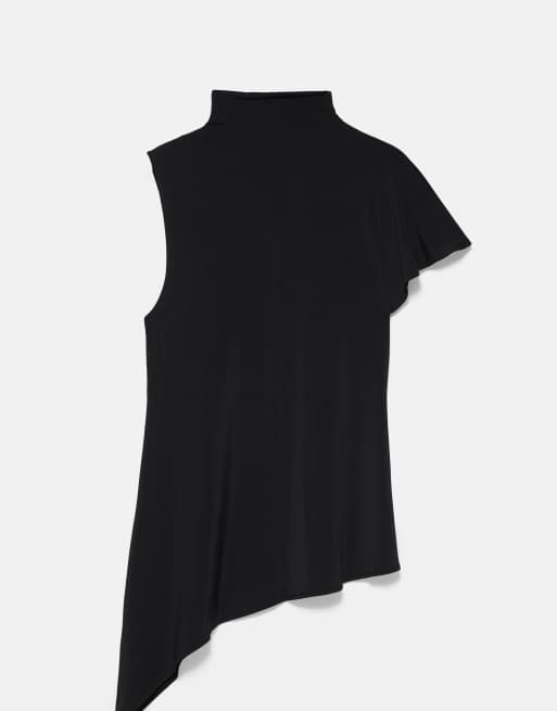 Pull&Bear asymmetrisk top i sort, 6 af 7