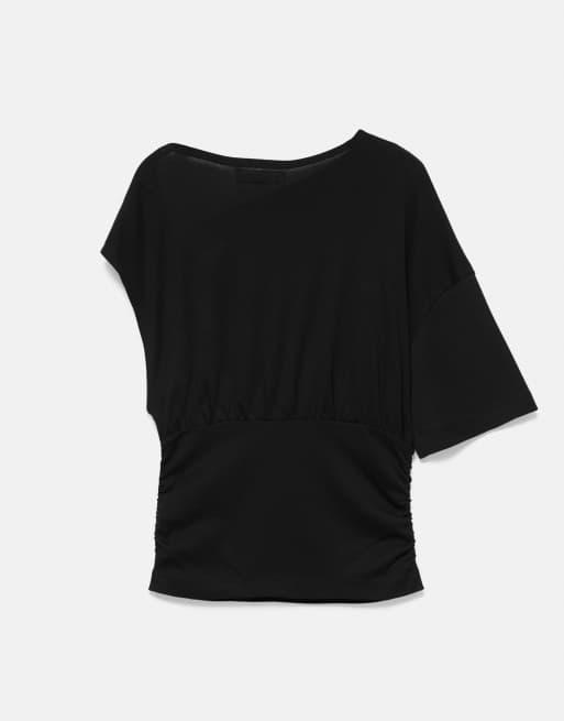 Pull&Bear asymmetrisk topp med applikation i svart, 7 av 7