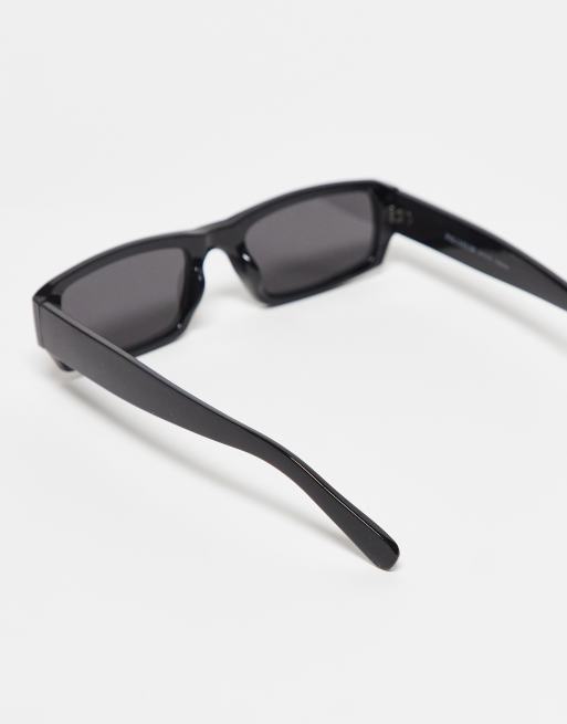 Pull&Bear – Auffällige rechteckige Sonnenbrille in Schwarz | ASOS