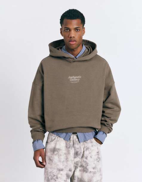 Pull&Bear - Authentic Gallery - Hoodie in bruin - view 1