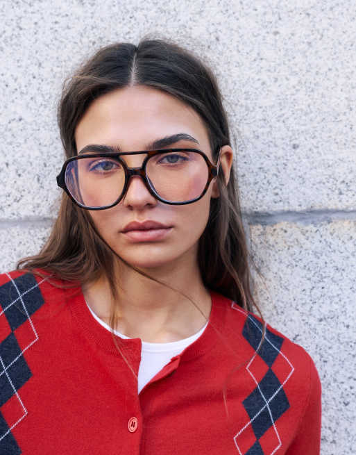 Pull&Bear aviator-solbriller med blålysfilter i brun, 1 af 5