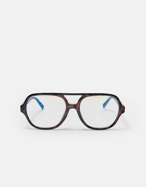 Pull&Bear aviator-solbriller med blålysfilter i brun, 3 af 5