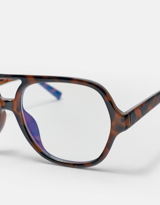 Pull&Bear aviator-solbriller med blålysfilter i brun, 4 af 5