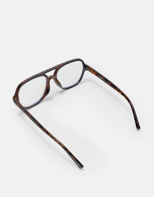 Pull&Bear aviator-solbriller med blålysfilter i brun, 5 af 5