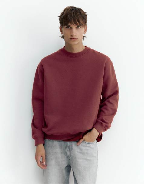 Pull&Bear avslappnad sweatshirt i burgundy - view 1