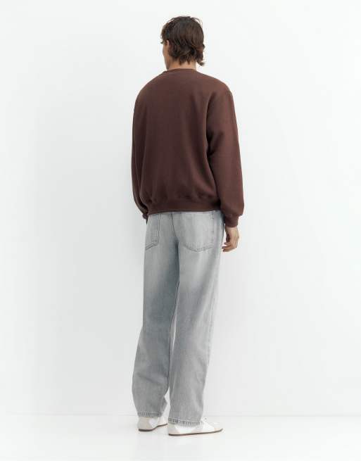 Pull&Bear avslappnad sweatshirt i chokladbrun, 2 av 7