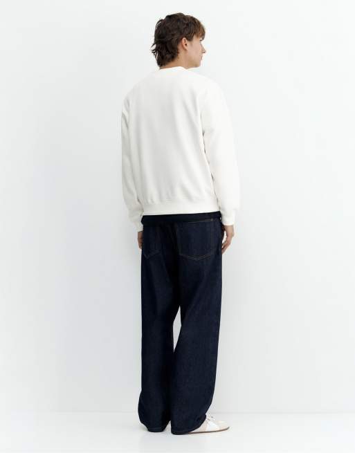 Pull&Bear avslappnad sweatshirt i offwhite, 2 av 7