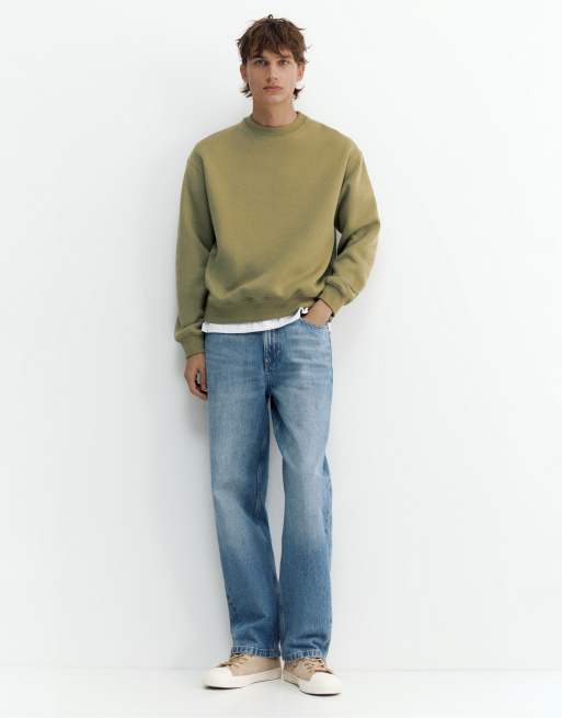 Pull&Bear avslappnad sweatshirt i olivgrönt, 4 av 7