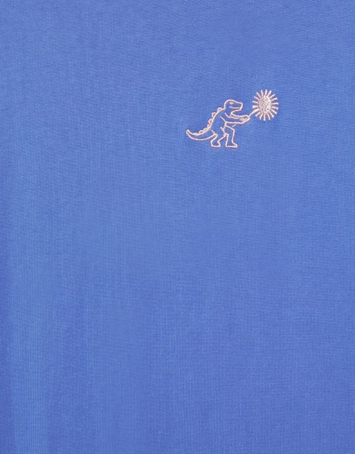 Pull&Bear avslappnad t-shirt med struktur och grafik i djupblått, 6 av 7