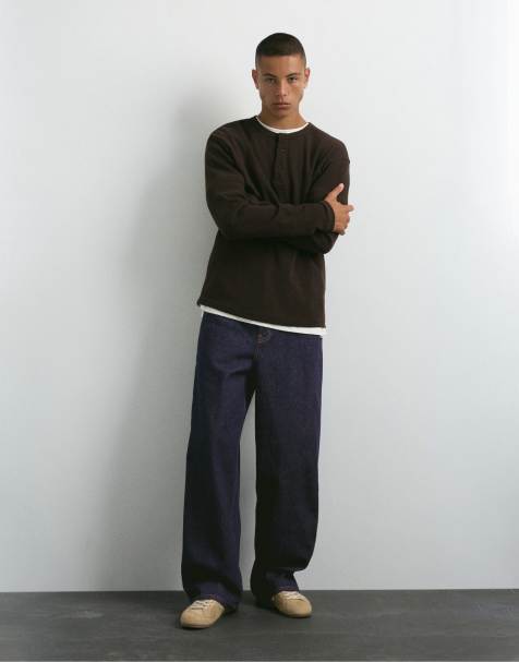 Pull&Bear avslappnade baggy jeans i marinblått - view 1