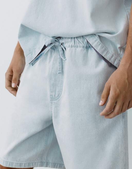 Pull&Bear avslappnade denim bermudashorts i himmelsblått, 3 av 7