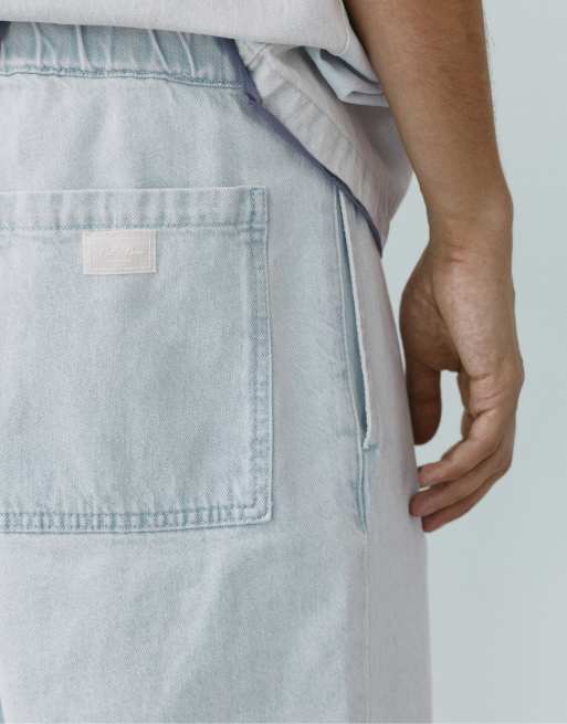 Pull&Bear avslappnade denim bermudashorts i himmelsblått, 5 av 7