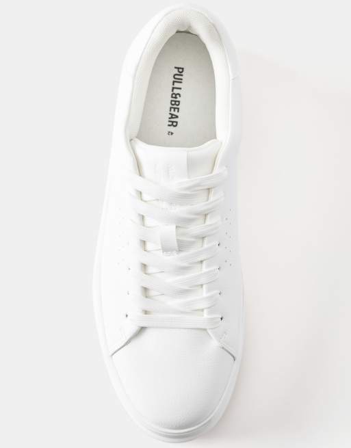 Pull&Bear avslappnade grova sneakers i vitt, 3 av 4