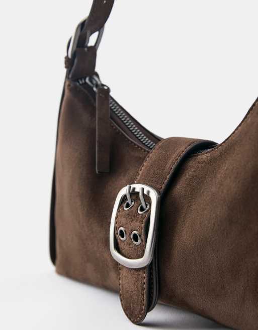 Pull&Bear axelväska med spänne i brun, 3 av 4