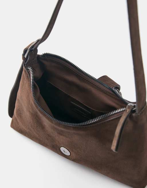 Pull&Bear axelväska med spänne i brun, 4 av 4