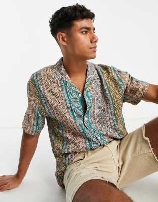 Pull&Bear aztec print shirt in multi