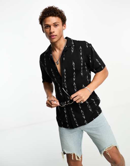 Pull&Bear aztec shirt in black | ASOS