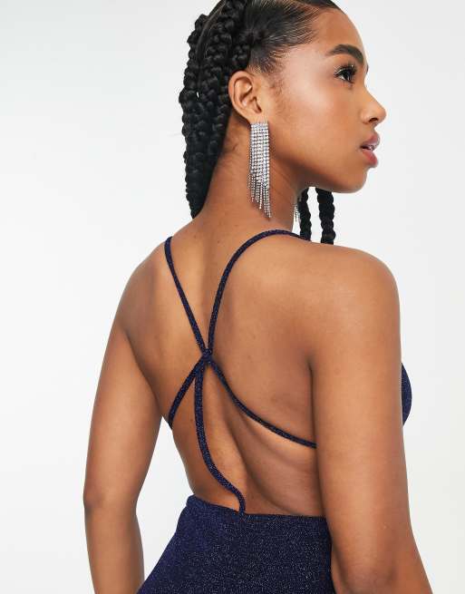 Backless navy hot sale dress