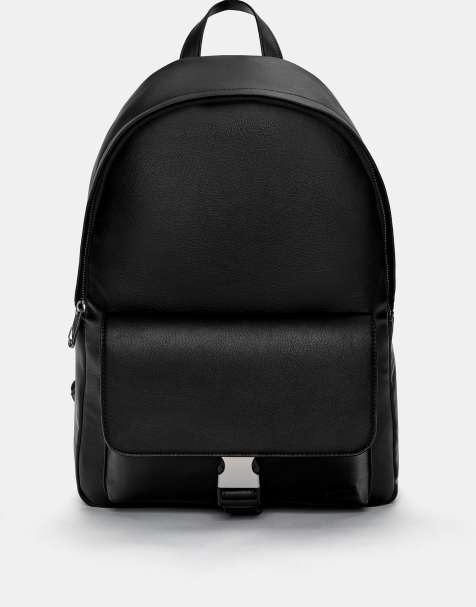 Pull&Bear Backpack with buckle flap in black - view 1
