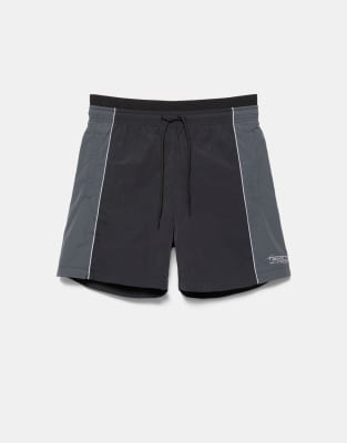Badehose in Schwarz mit Einsätzen Schwarz L