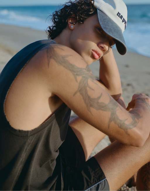 Pull&Bear – Badehose in Schwarz mit Einsätzen, 3 von 3