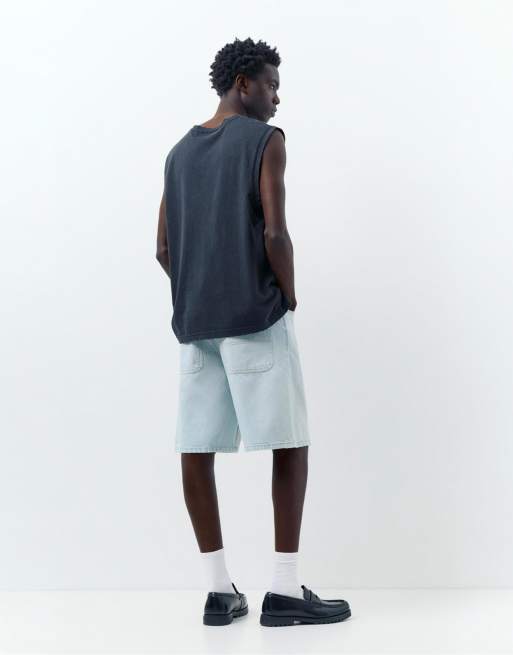 Pull&Bear – Baggy-Bermudashorts aus Denim in blassem Indigoblau im Relaxed-Fit, 2 von 4