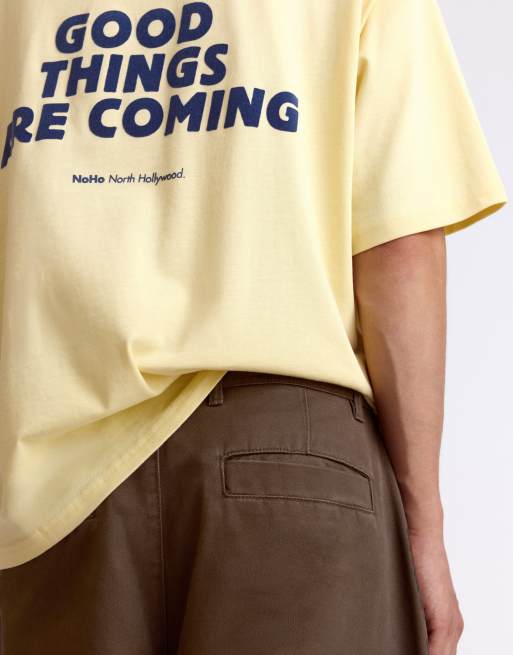 Pull&Bear baggy broek met coupenaden in bruin, 5 van 6