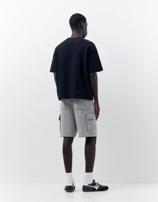 Pull&Bear - Baggy cargo-bermudashort in lichtgrijs, 4 van 4