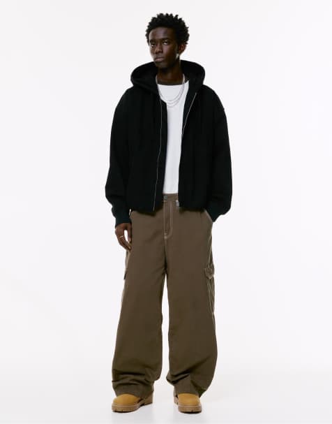 Pull&Bear Baggy cargo pants in brown - view 1