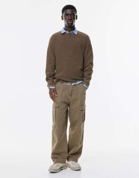 Pull&Bear Baggy cargo pants in brown - view 1