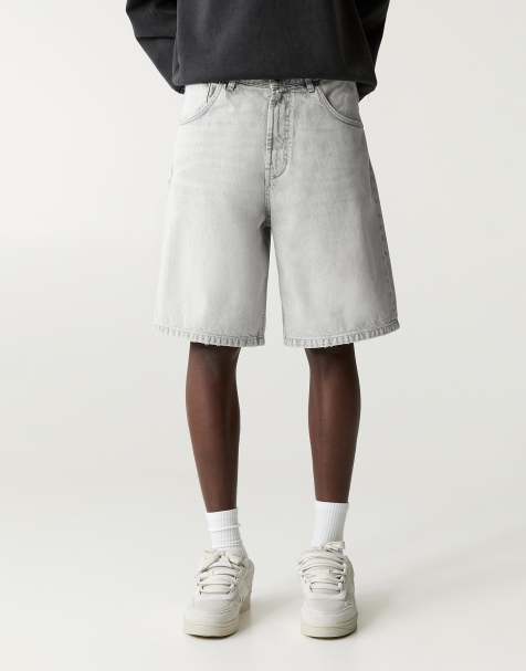 Pull&Bear Baggy denim bermuda shorts in dark grey