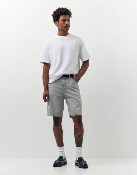 Pull&Bear Baggy denim bermuda shorts in dark grey - view 1