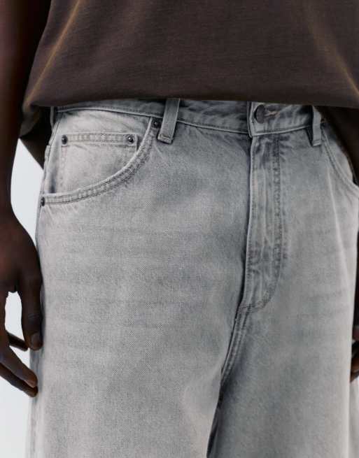 Pull&Bear Baggy denim bermuda shorts in dark grey, 3 of 4