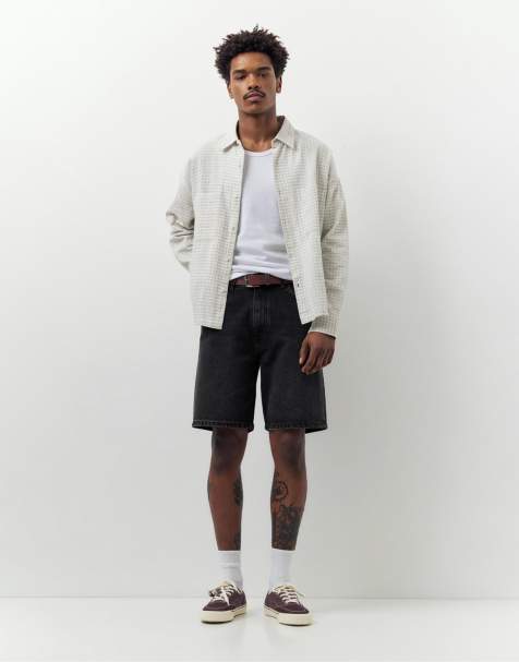 Pull&Bear Baggy denim bermuda shorts in faded black - view 1