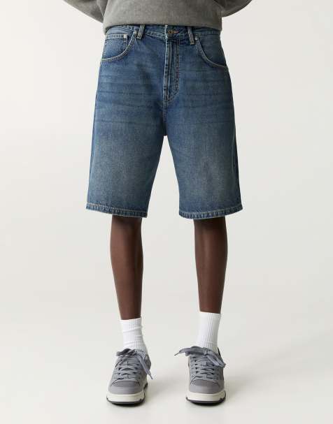 Pull&Bear Baggy denim bermuda shorts in faded navy - view 1