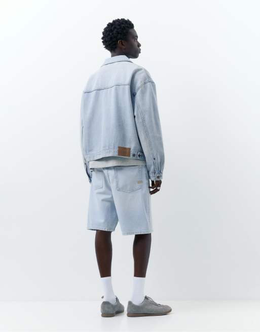Pull&Bear - Baggy denim bermuda shorts in licht indigo, 2 van 4