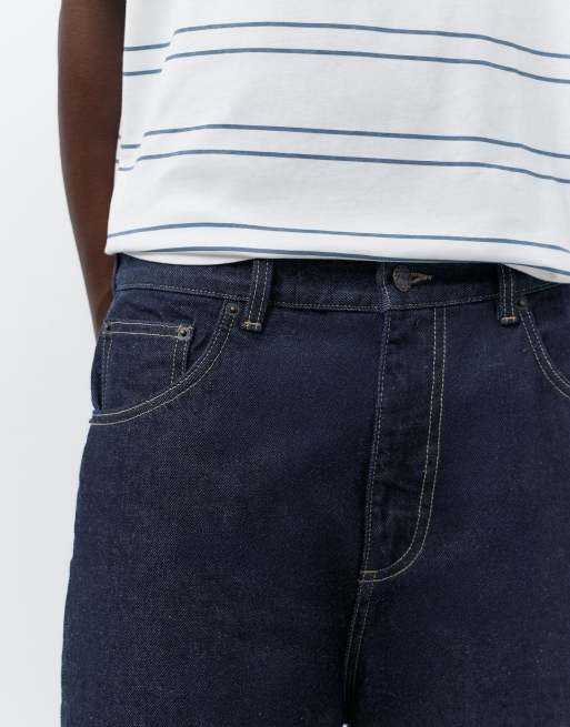 Pull&Bear - Baggy denim bermuda shorts in marineblauw, 3 van 4