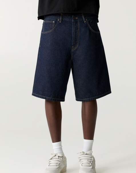 Pull&Bear baggy denim bermuda shorts in navy - view 1