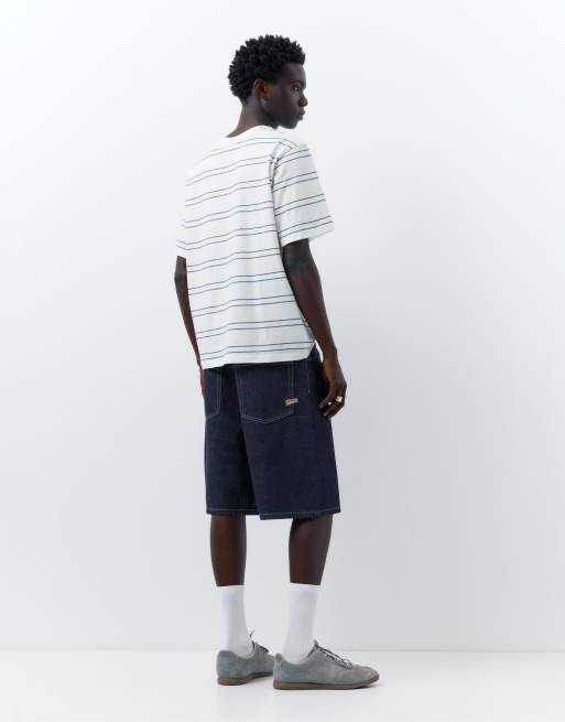 Pull&Bear Baggy denim bermuda shorts in navy, 2 of 4