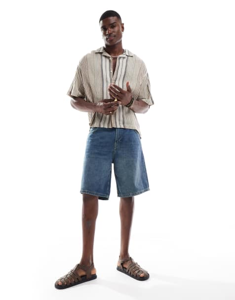 Pull&Bear baggy denim short in washed blue - view 1