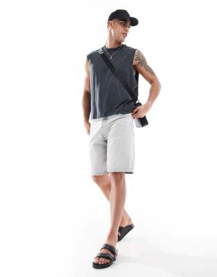 Pull&Bear Pull&Bear baggy fit denim short in grey