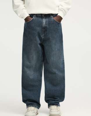 Pull & Bear Baggy Fit Jeans In Blue