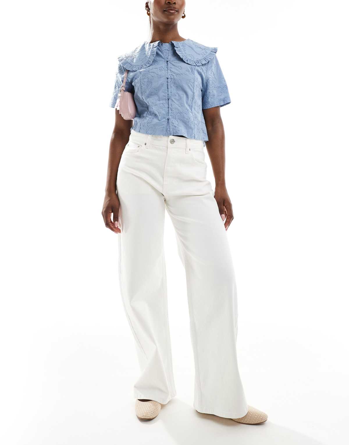 Pull&Bear baggy jean in white